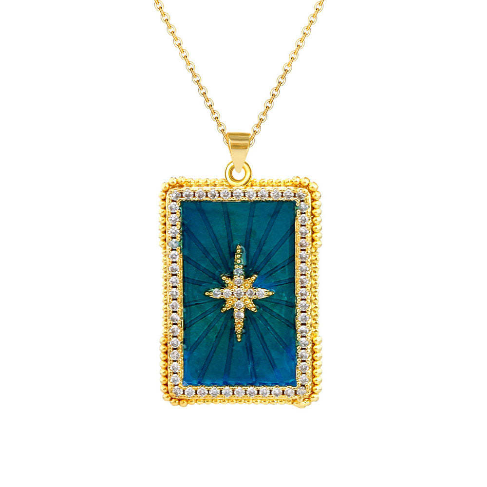 Wholesale Tarot Evil Eye Eight Pointed Star Pendant Necklace Gold Plated Copper DIY Fashion Accessory Gift Boutique Resale