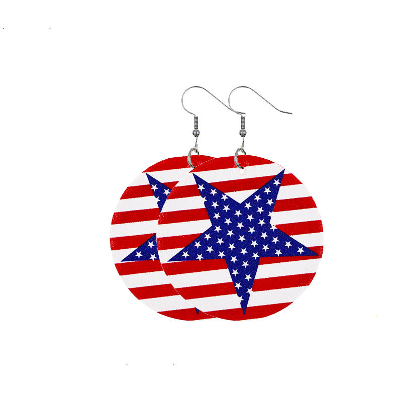 Wholesale American Independence Day Leather Earrings