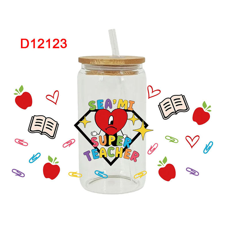 Wholesale Colorful Teacher's Day Series  16oz Cup UV DTF Wraps