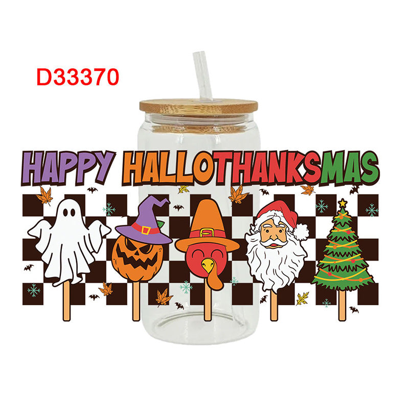 Wholesale Cartoon Christmas Series 16oz Cup UV DTF Wraps