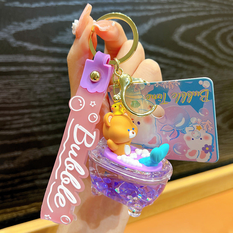 Wholesale Acrylic Rabbit Bubble Bathtub Oil Keychain