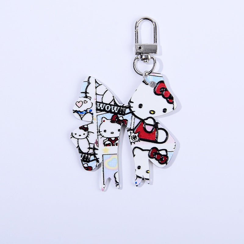 Wholesale 10pcs/ pack butterfly print hanging pendant diy keychain pendant