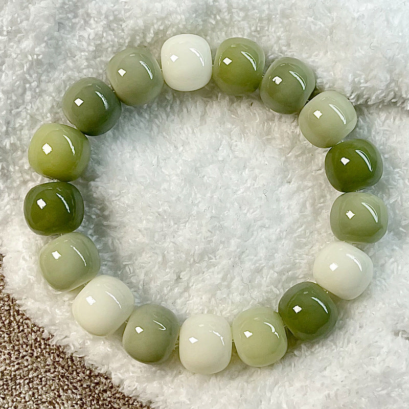 Wholesale Green Banana Gradient Beaded Resin Bracelet