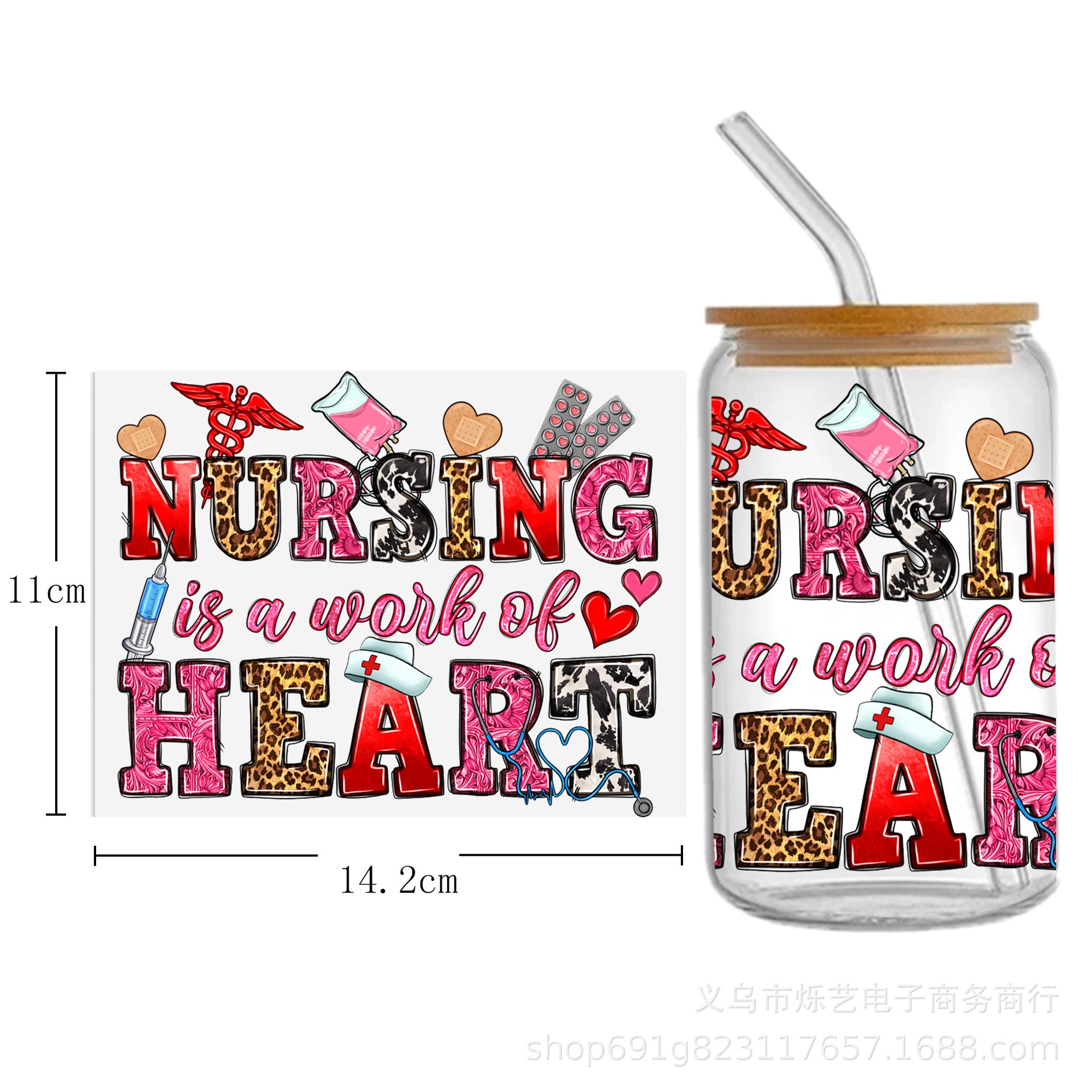 Wholesale Medical Nurse Doctor Health Series UV DTF Transfer Crystal Label Cup Sticker