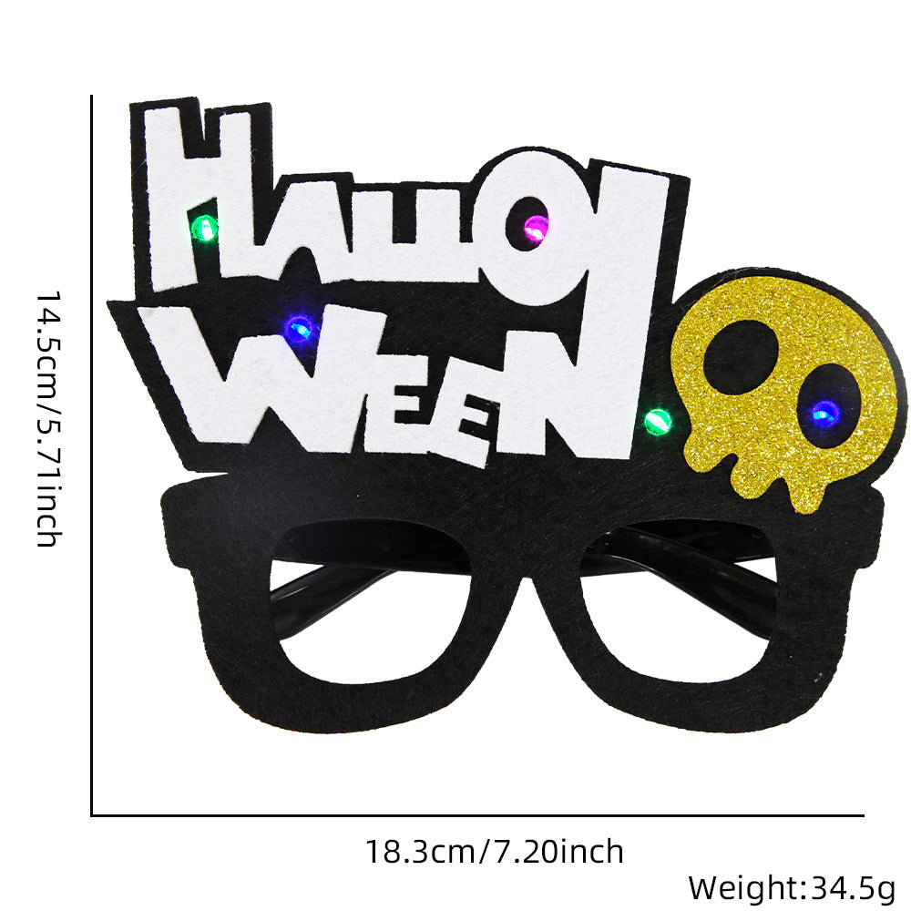 Wholesale Halloween led light up party decoration props glitter glasses frame