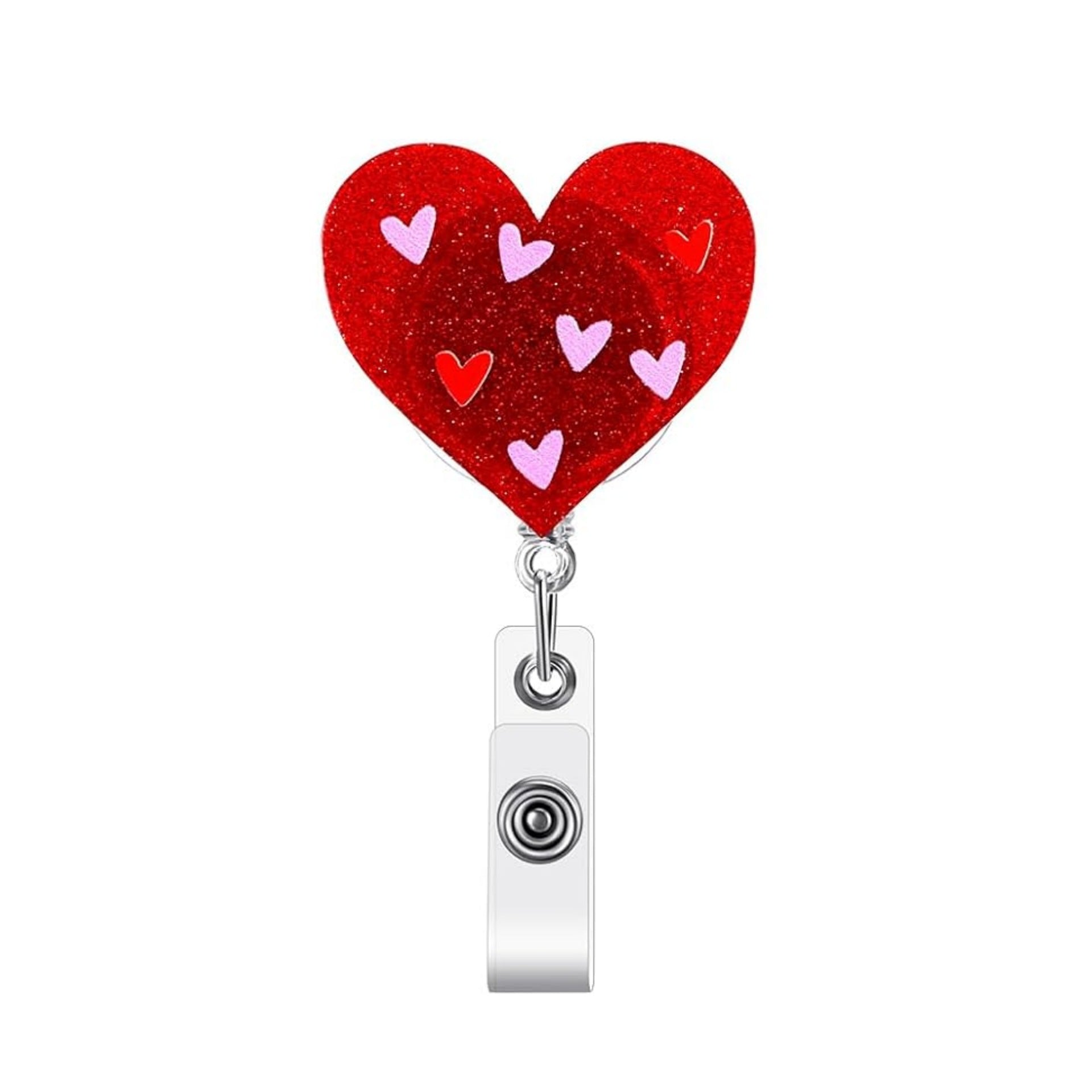 Wholesale romantic heart-shaped acrylic retractable  Badge Reels