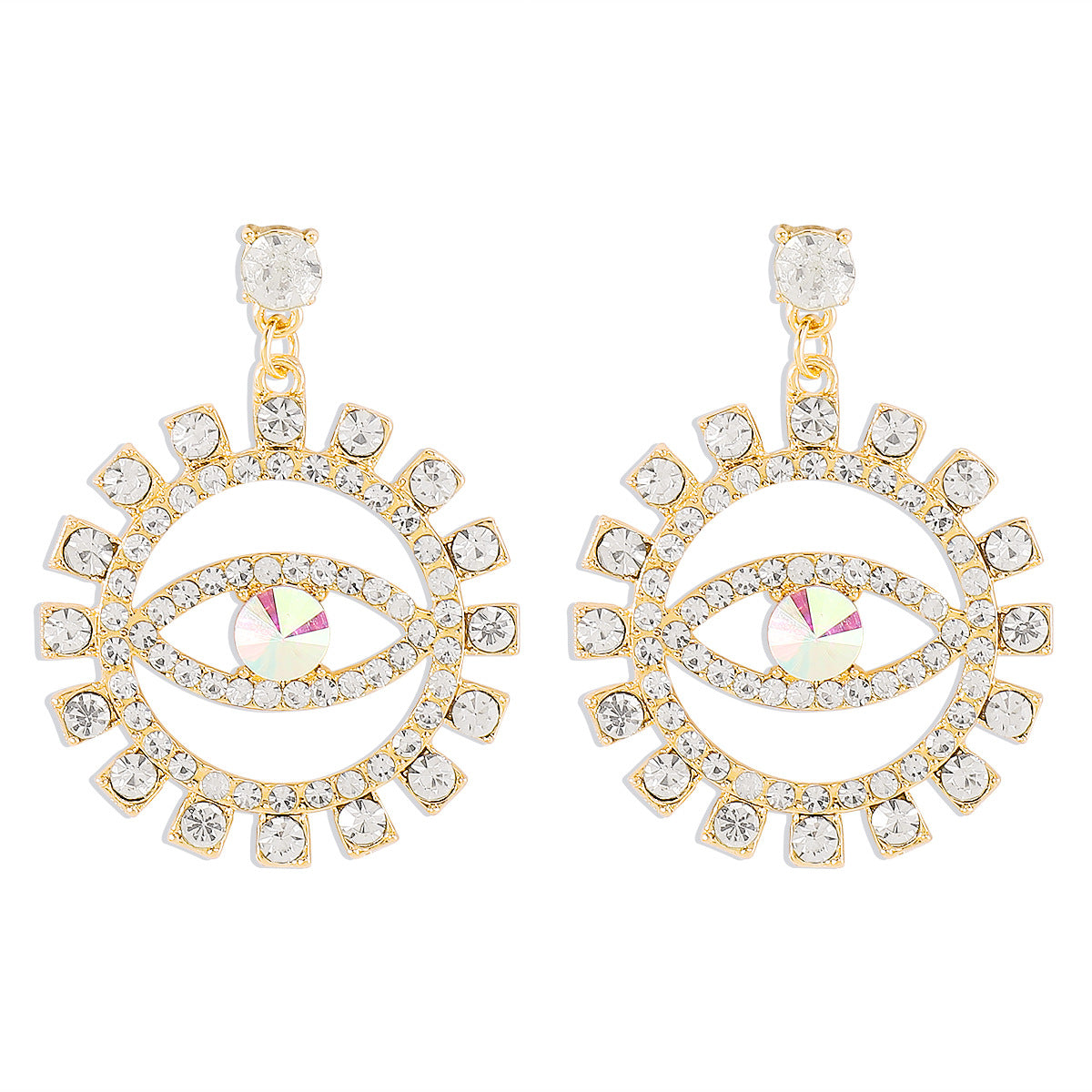 Wholesale Devil's Eye Alloy Full Diamond Earrings