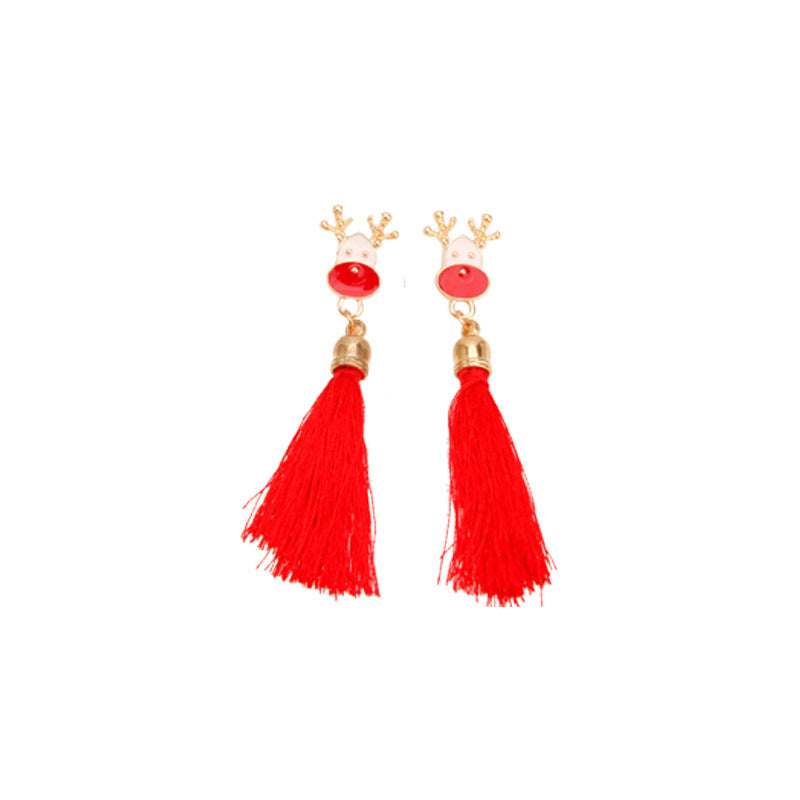 Wholesale Christmas Series Fashion Alloy Christmas Tree Old Man Bell Elk Candy Cane Earrings