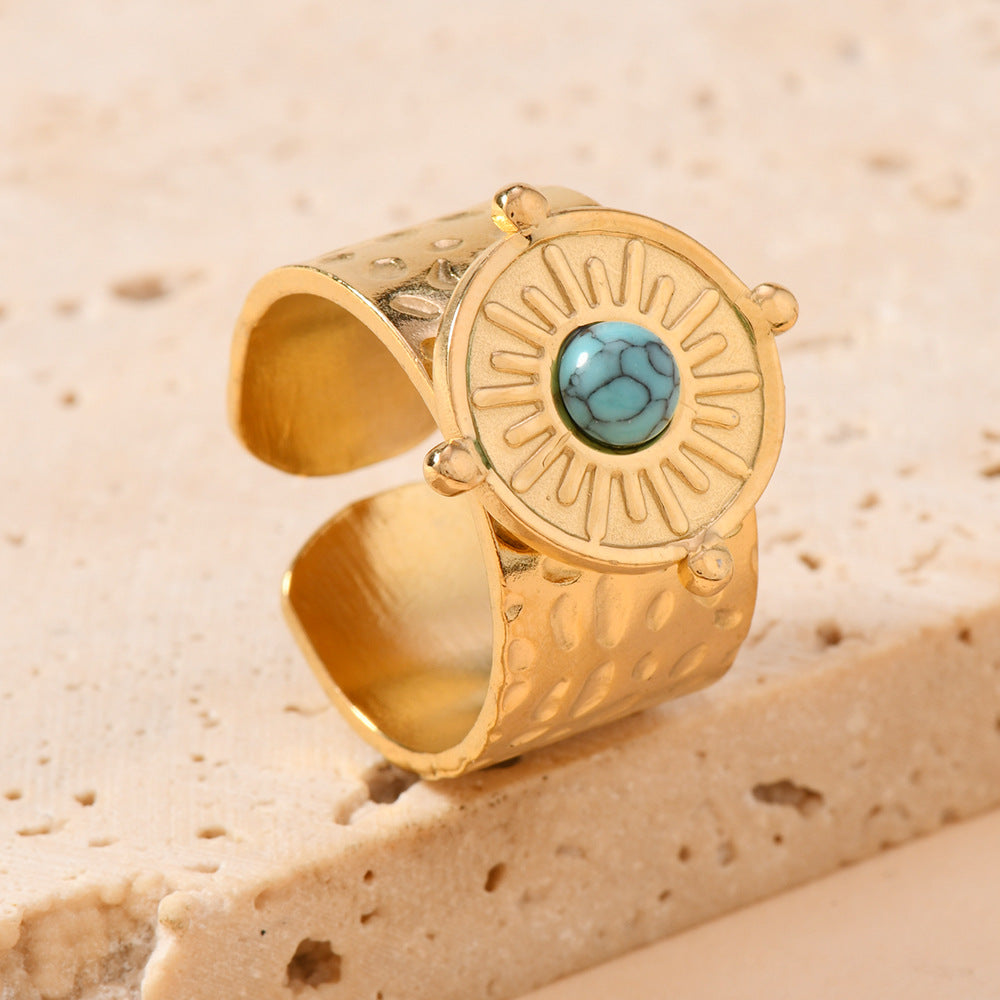 Wholesale Blue turquoise open ring