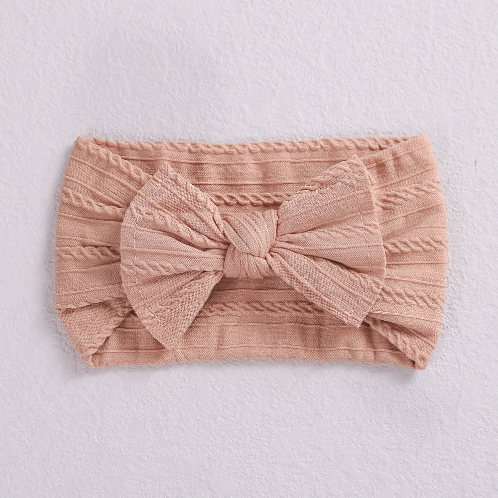 Wholesale Nylon baby elastic jacquard wide bow headband