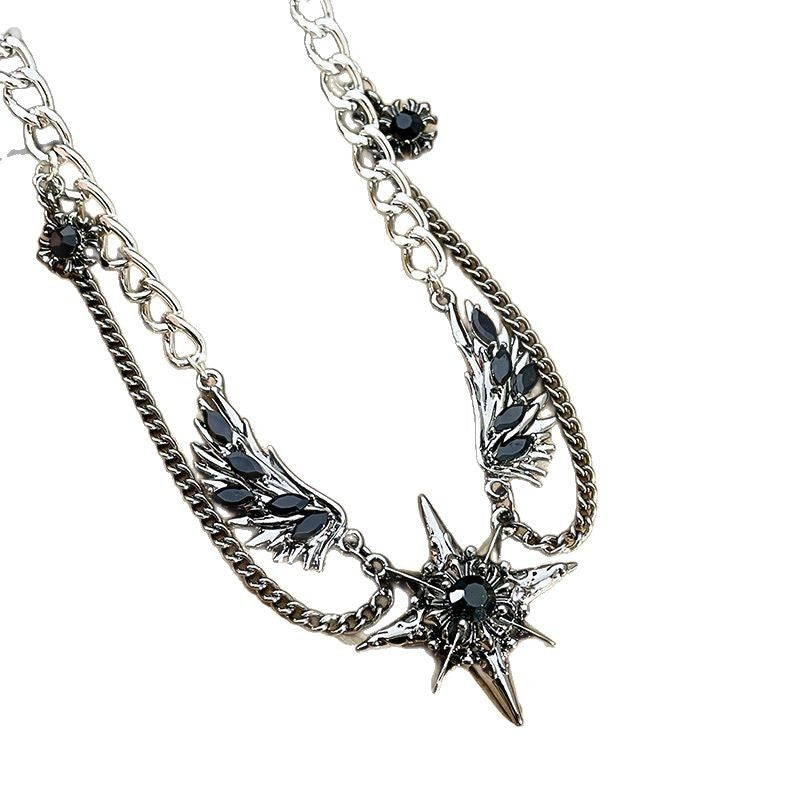 Wholesale Black Winged Star Mang Punk Gothic Dark Necklace