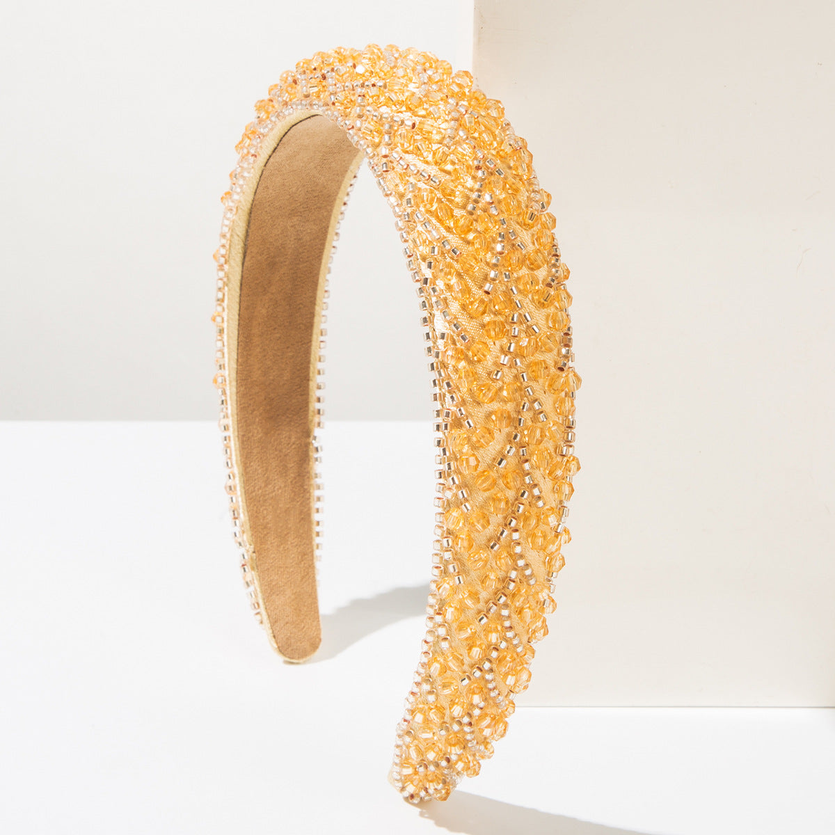 Wholesale Luxury Handmade Beaded Hair Hoop Women's Fashionable Simple Crystal Rice Beads Decorative Headband All-match High Cranial Top Hair Accessories