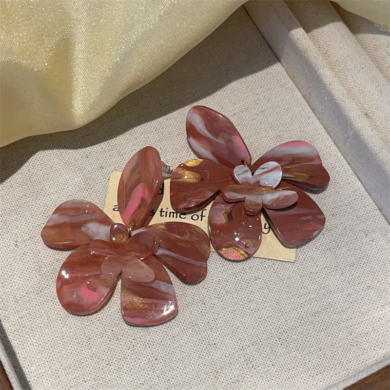 Wholesale Gardenia White Coffee French Retro Flower Earrings