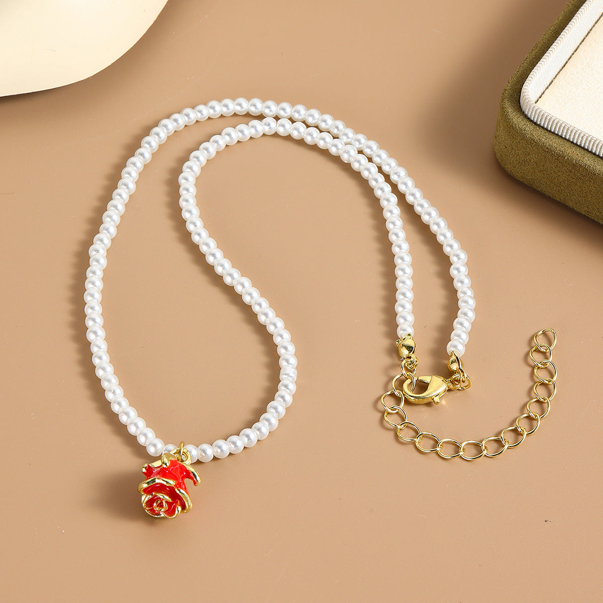 Wholesale  Alloy Oil Drop Three-Dimensional Rose Pendant Necklace