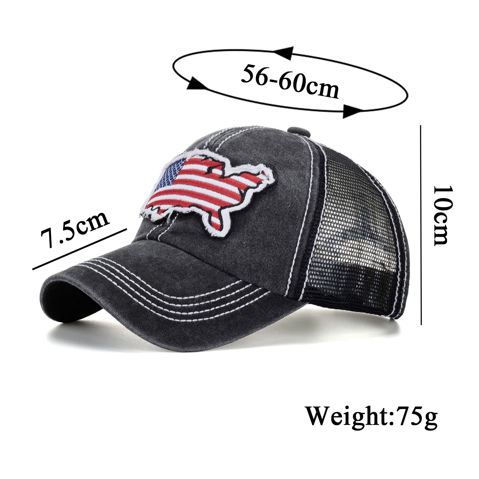 Wholesale Washed Flag Applique Embroidered Baseball Mesh Cap