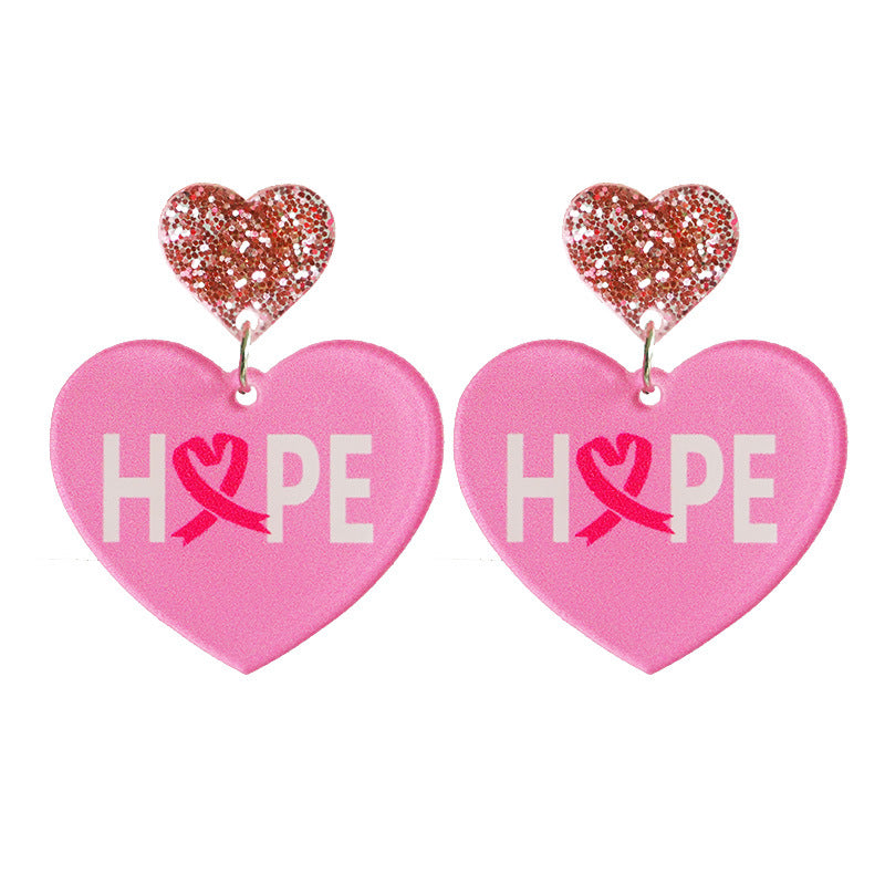 Wholesale 2 Pairs/Pack Pink Ribbon Cancer Survivor Acrylic Earrings