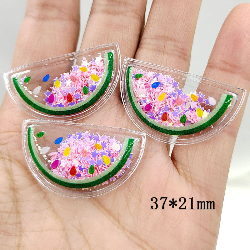 Wholesale Quicksand Fruit PVC Transparent Sequin Children's Hair Clip DIY Accessories