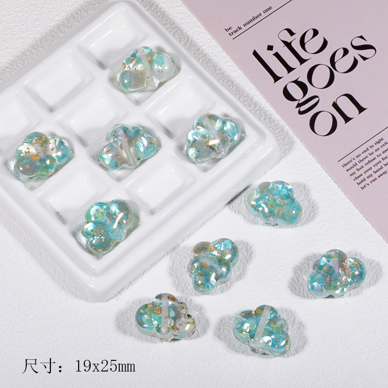 Wholesale Transparent colorful shell five-pointed star cloud through-hole beads