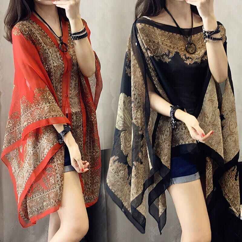 Wholesale Sunscreen Chiffon Double-sided Printing Dual-purpose Silk Scarf