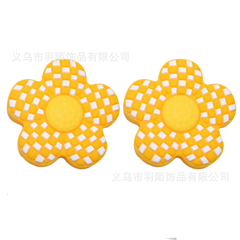 Wholesale 20pcs Checkerboard Flower Silicone Beads