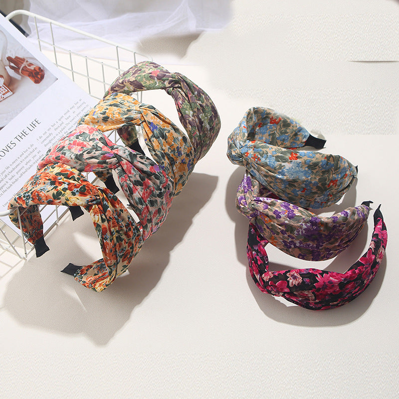 Wholesale  Printed Headband South Korea Dongdaemun Hair Accessories Fabric Floral Headband Hair Card for Women