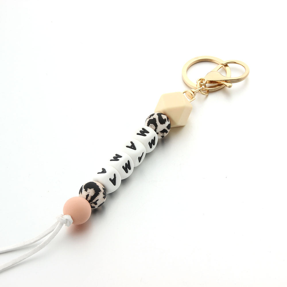 Wholesale Fashion Letter Food Grade Silicone Beads Keychain