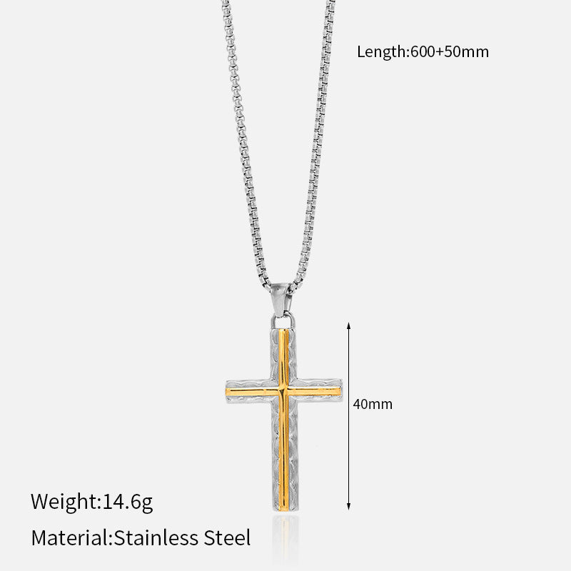 Wholesale Titanium Steel Cool Style Versatile Cross Necklace