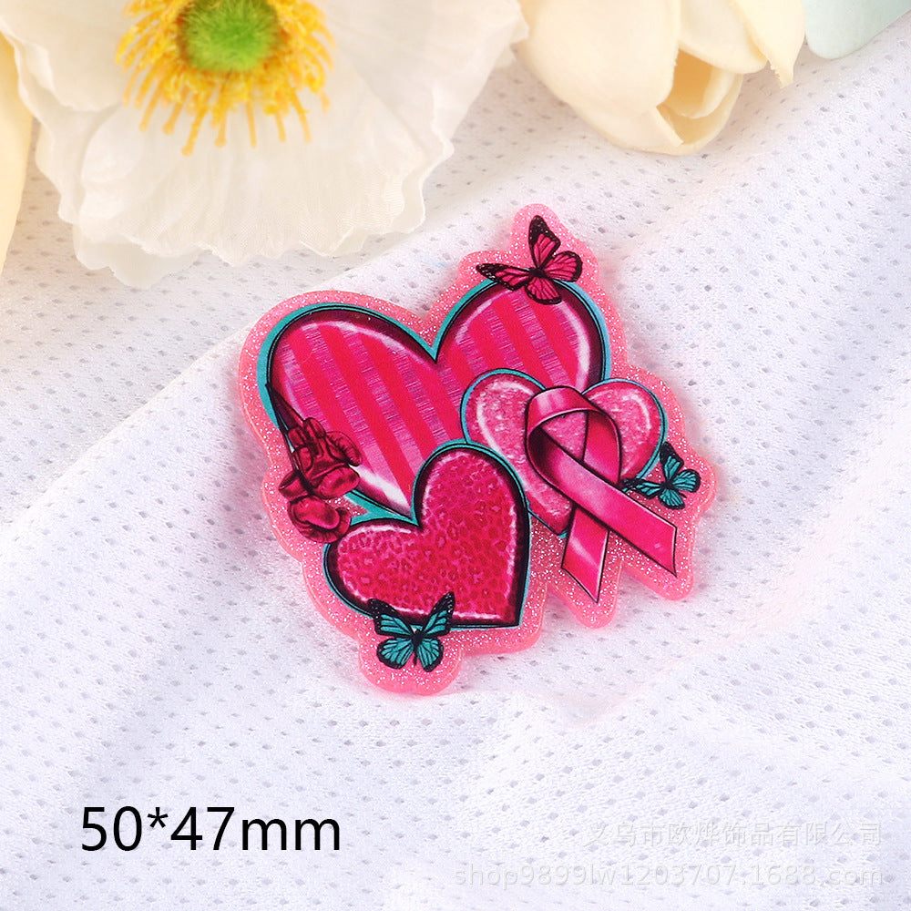 Wholesale  5pcs/pack  Cartoon bow heart ornament Acrylic Flatback