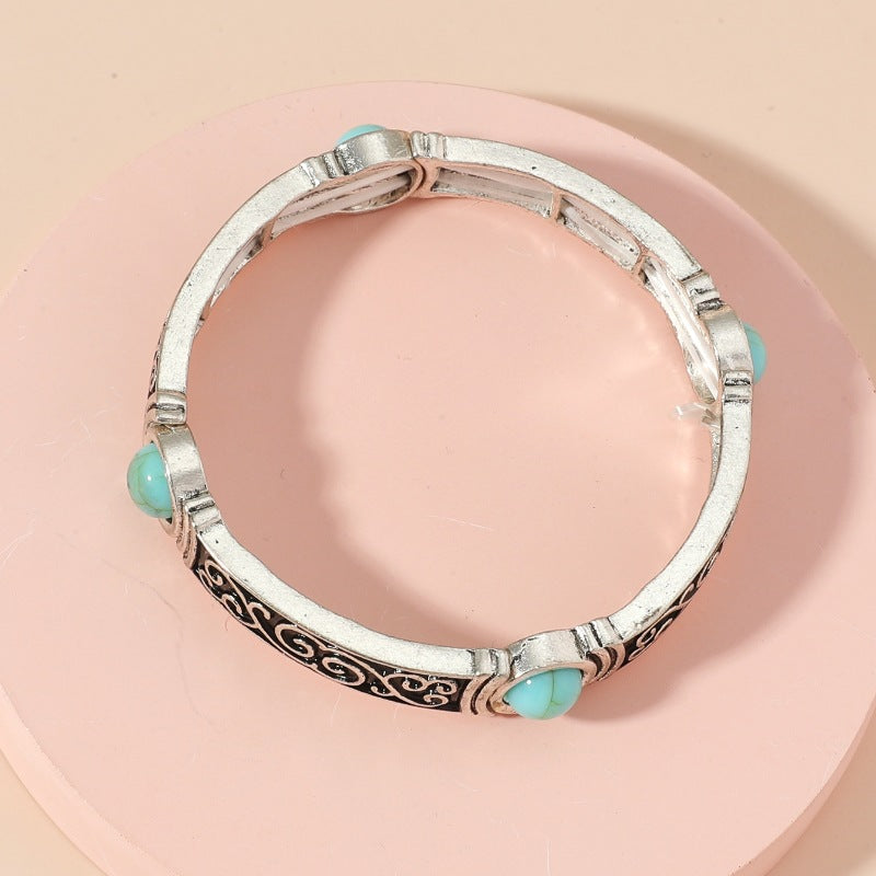 Wholesale Retro Turquoise Ethnic Style Elastic Bracelets