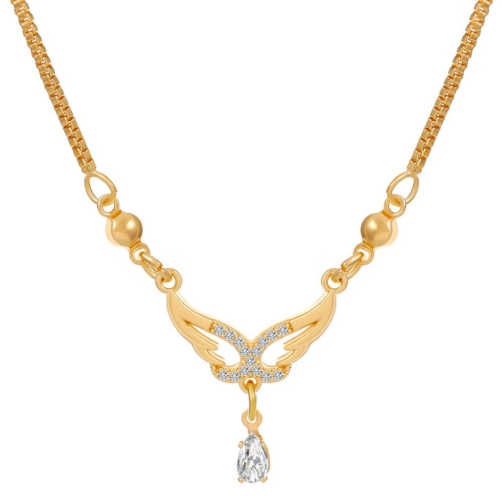 Wholesale Love Heart Vintage Butterfly Tassel Heart Shape Clavicle Alloy Necklaces