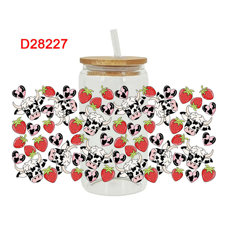 Wholesale Colorful Cartoon Cow 16oz Cup UV DTF Wraps