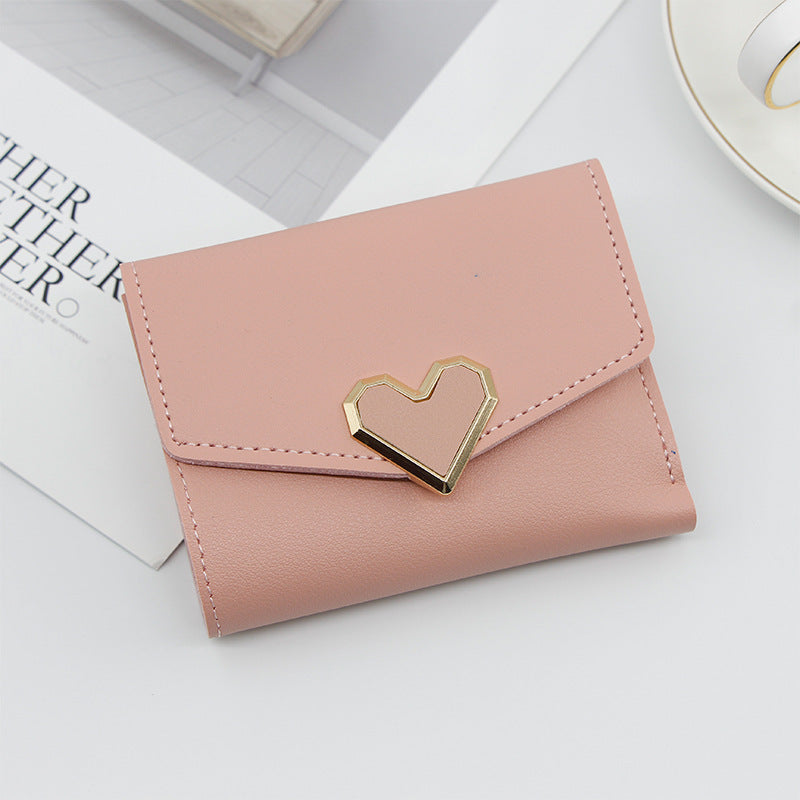 Wholesale Leather Women's Short Heart-shaped Wallet