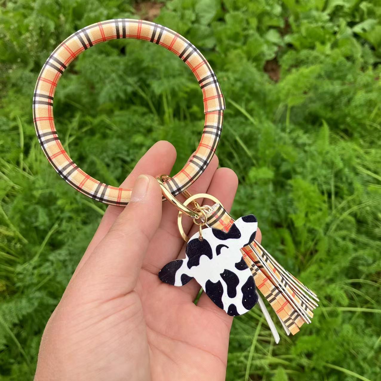 WholesalePU Leather Tassel Bracelet Keychain