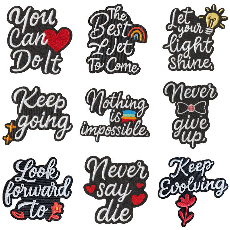 Wholesale English Letter Heart Embroidered Patches Polyester Cotton Iron On Applique For Coat Bag Decor Chic Fashion Gift Boutique Resale Set