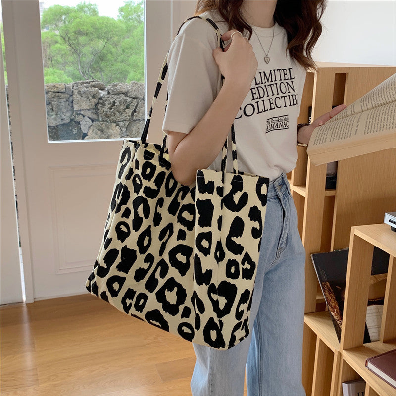 Wholesale Leopard Print Large Capacity Diagonal Canvas Shoulder Bag
