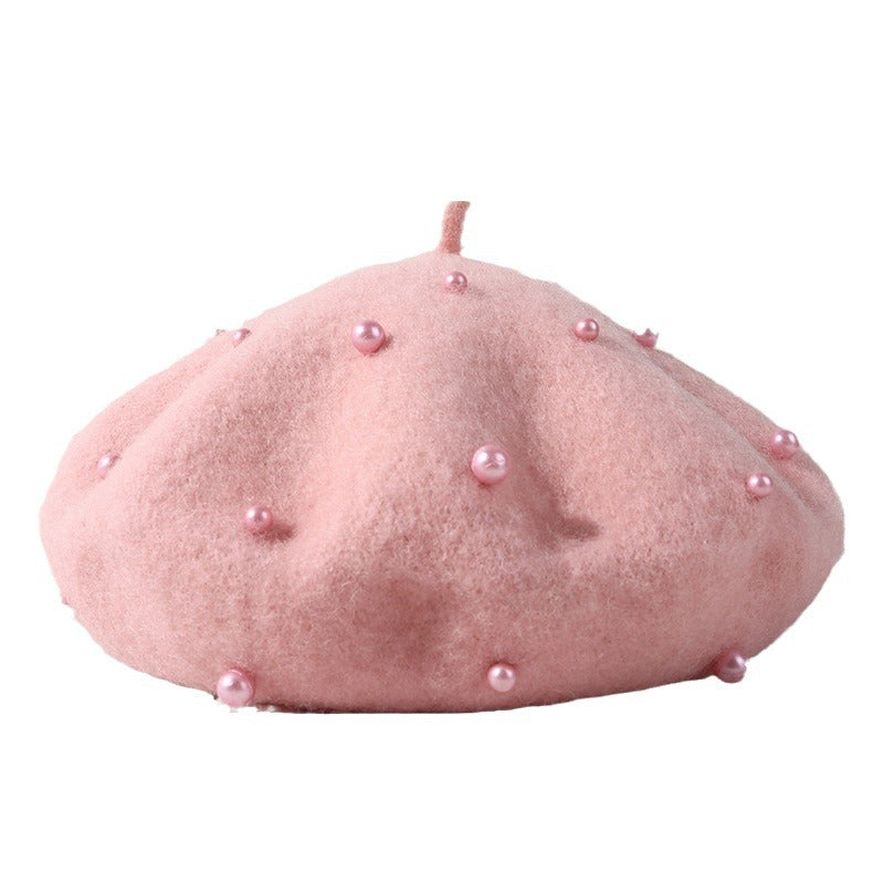Wholesale Autumn and Winter Pearl Children's Beret Pearl Hat