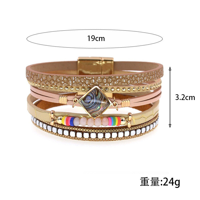 Wholesale Leather Bracelet Fashionable Zircon Accessories