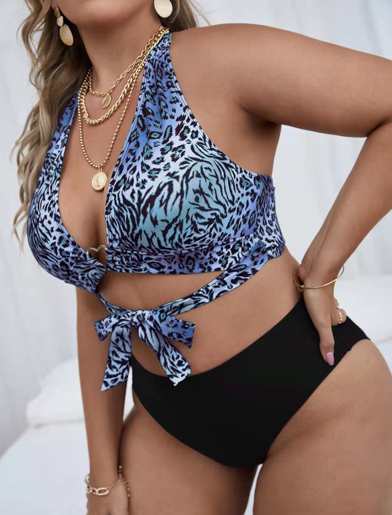 Wholesale Leopard Gradient Print Bikini One Piece Swimwear