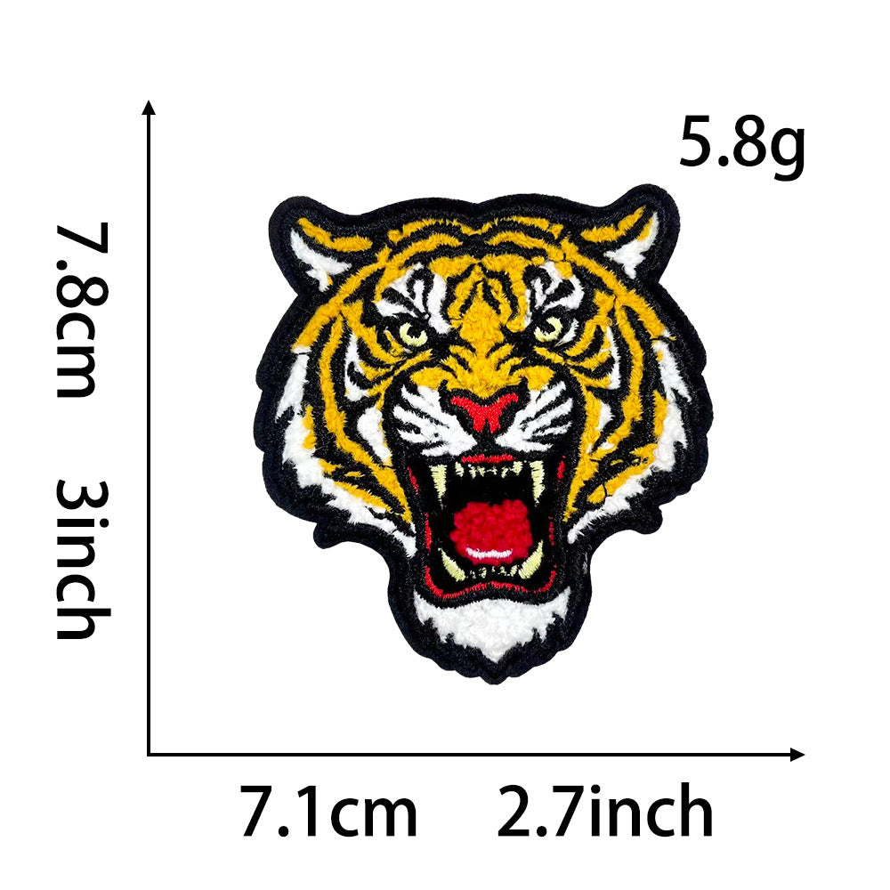 Wholesale Retro Tiger Head Embroidery Patch For Denim et DIY Street Style Chic Fashion Accessory