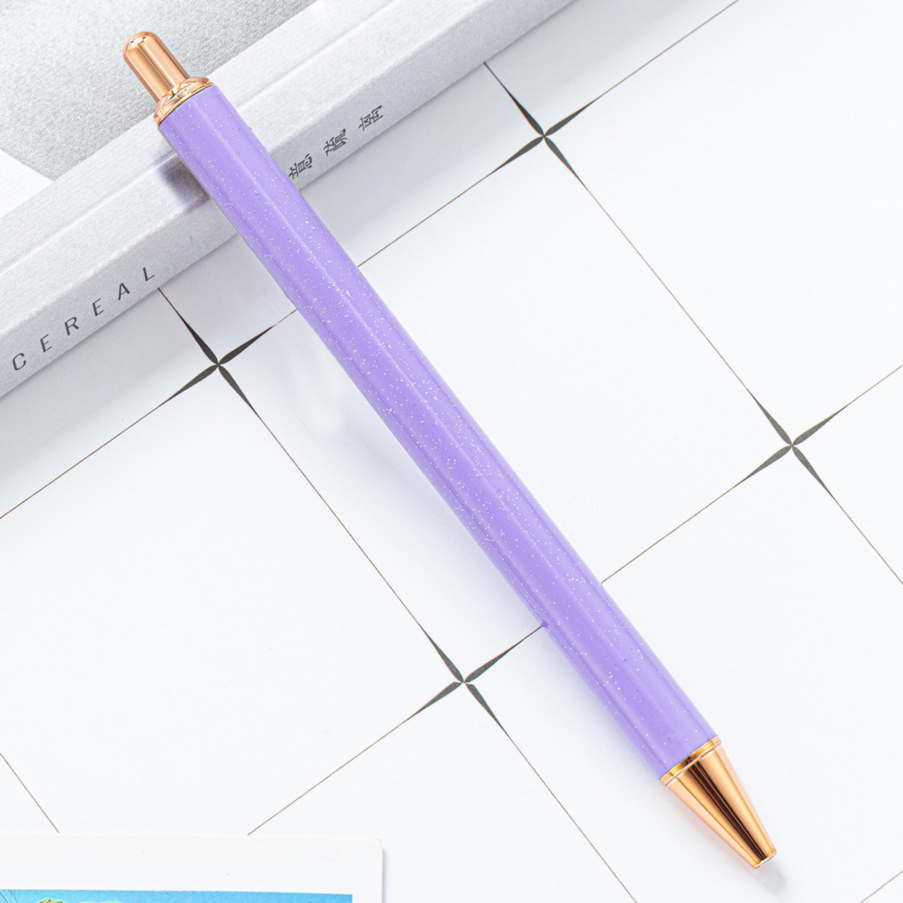 Wholesale Creative Glitter Printable Logo Metal Push Ballpoint Pen