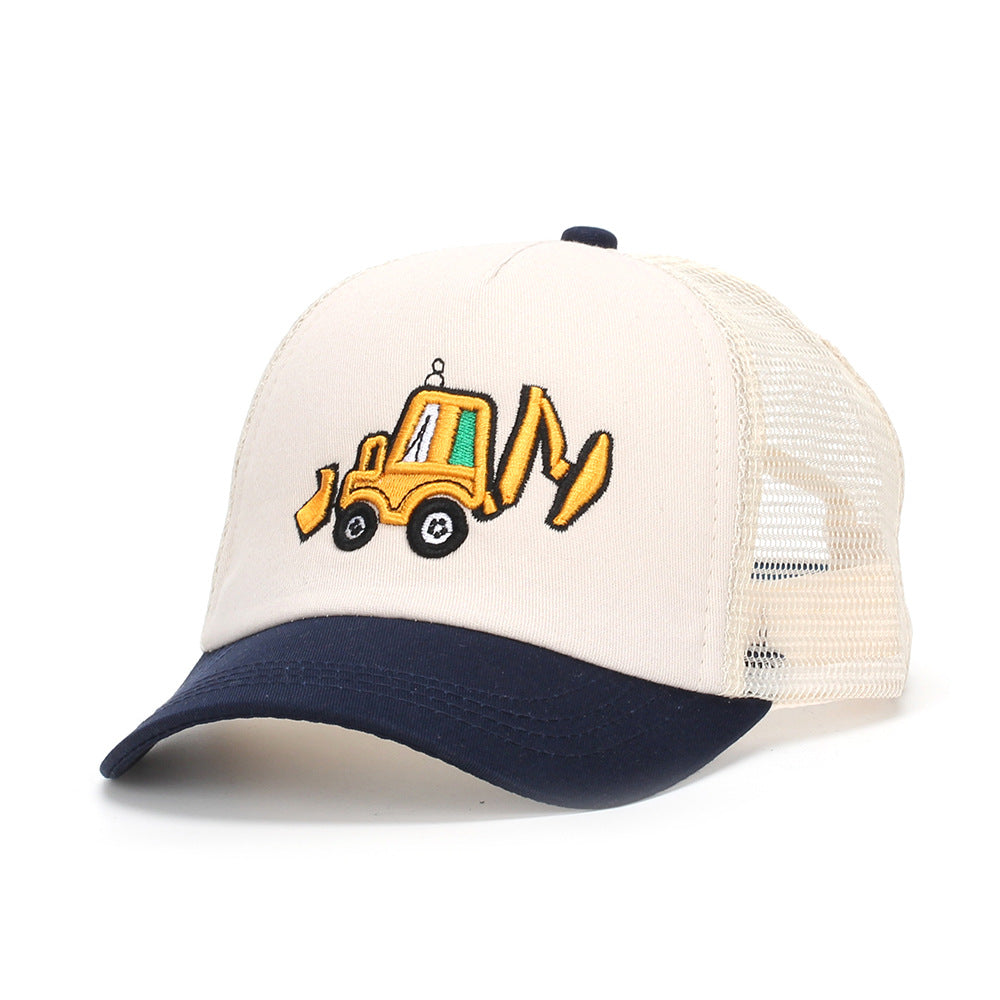 Wholesale Cotton Polyester Cartoon Embroidery Excavator Kids Baseball Cap