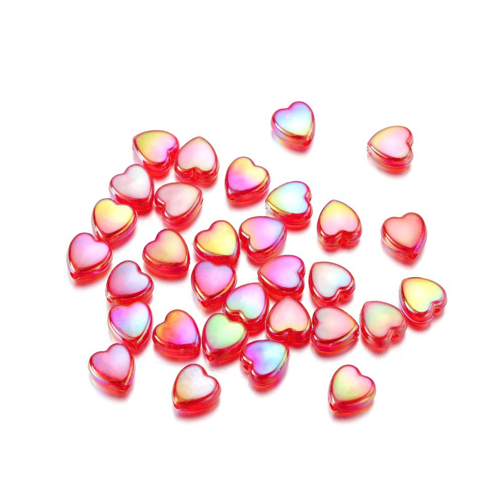 Wholesale 100pcs/pack Acrylic Colorful Love Heart Glossy Beads