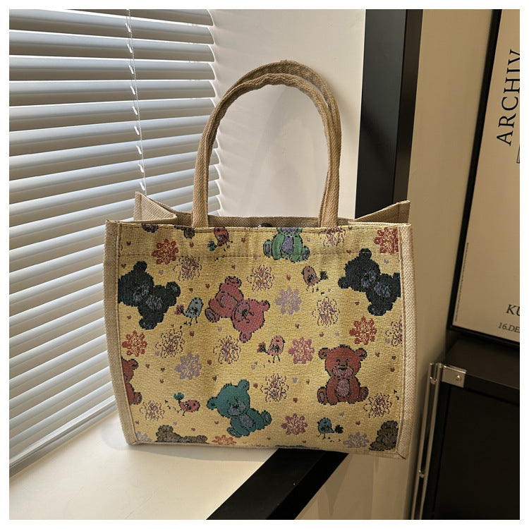 Wholesale Printed Linen Tote Bag Single Shoulder Underarm Bag