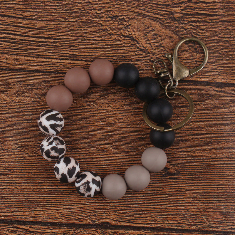 Wholesale 3pcs Printed Silicone DIY Printed Beaded Bracelet Keychain Accessories