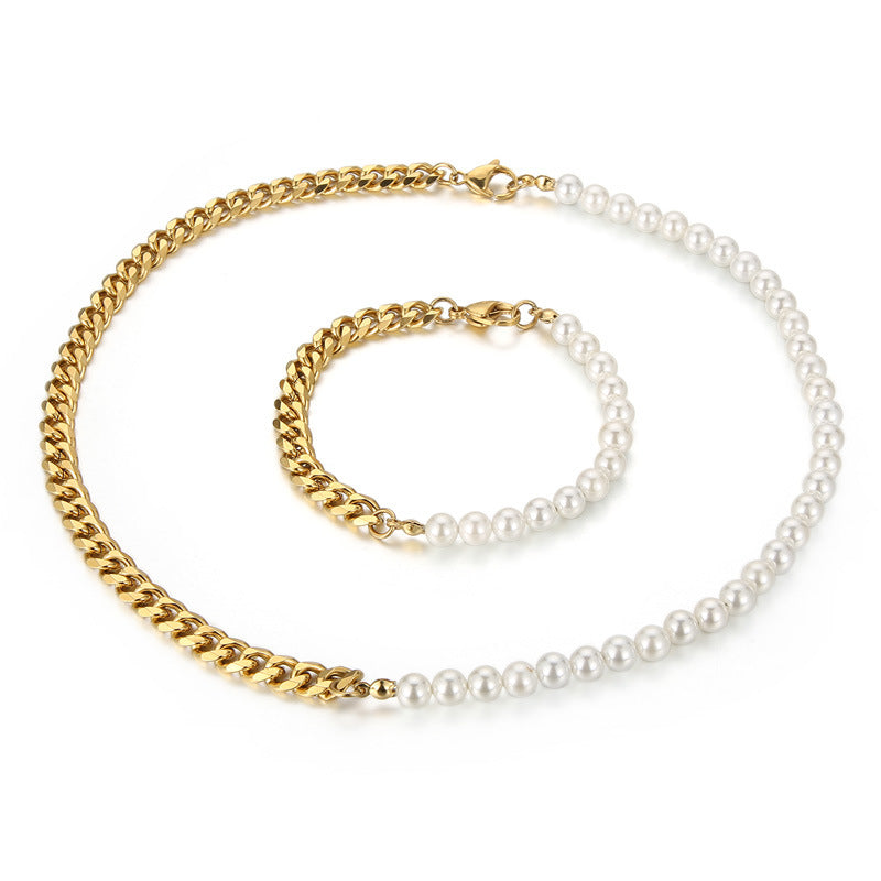 Wholesale Stitched Pearl Clavicle Gold Plated Necklaces