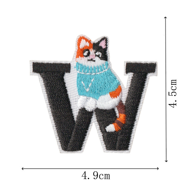 Wholesale 26Pc Embroidered Cat Alphabet Patches With Adhesive Back For Clothing Bags Pet Apparel And Towels