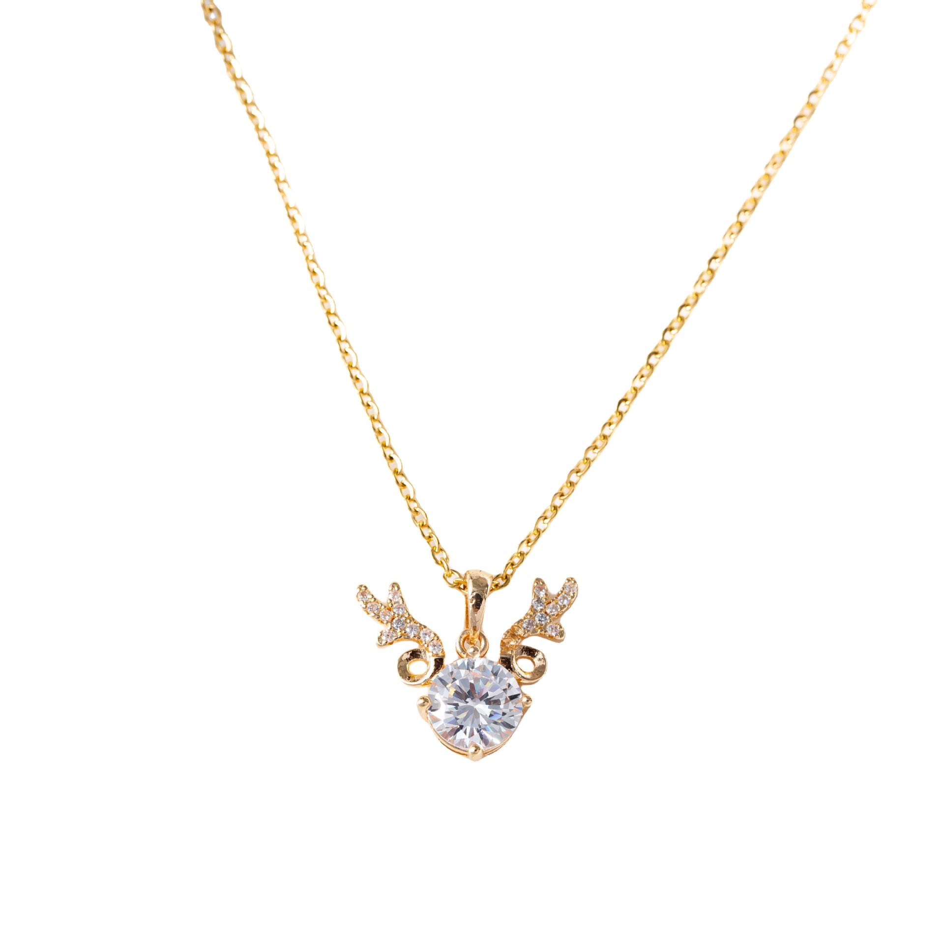 Wholesale Yilu You You micro-inlaid zirconium elk antler copper gold-plated pendant necklace