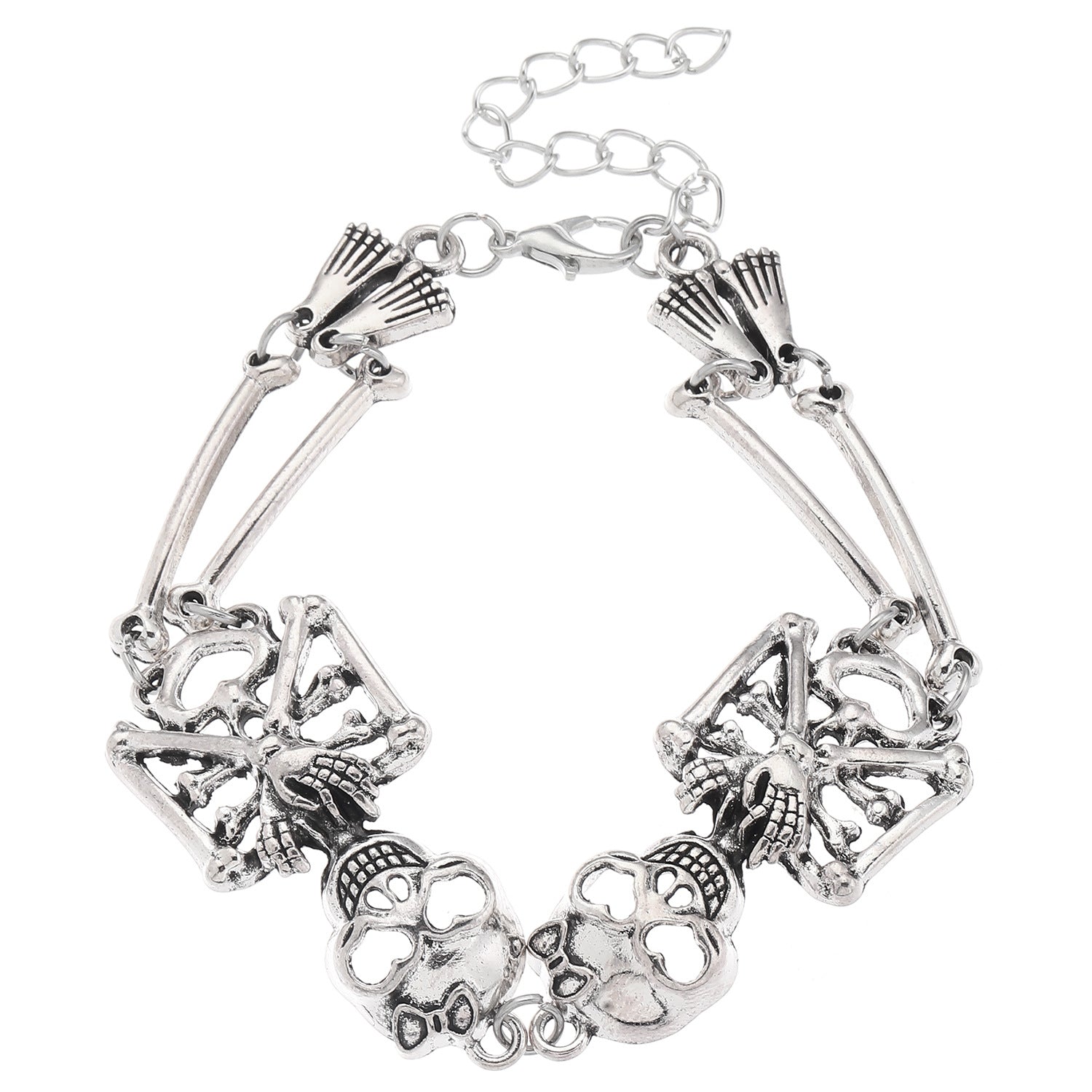 Wholesale Gothic Skull Bangle Bracelet Retro Dark Punk Style Antique Silver Alloy Unisex Fashion Jewelry Accessory