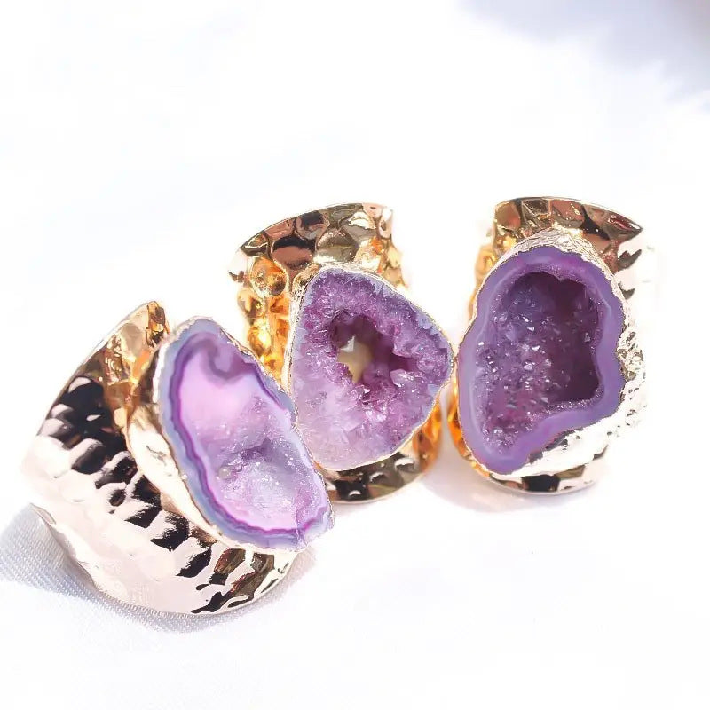 Wholesale Natural rough stone irregular gold ring