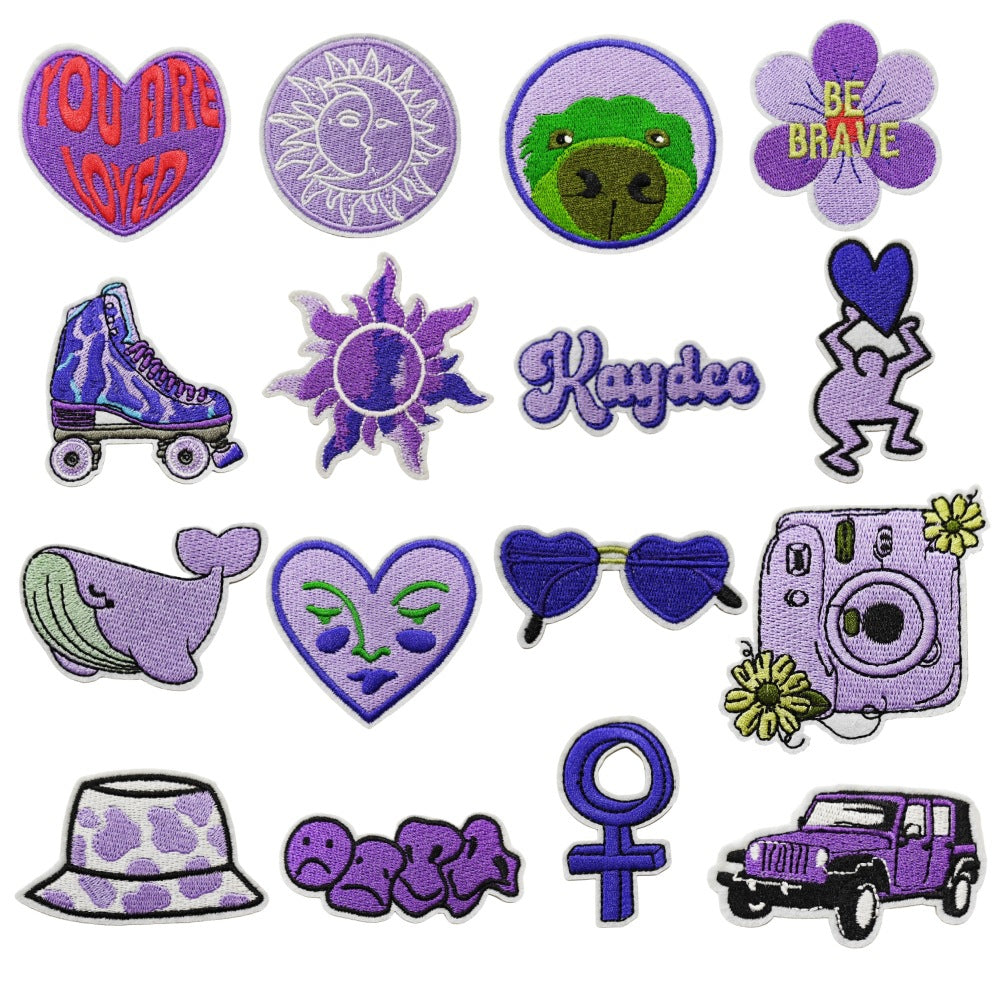 Wholesale Purple Series Iron On Embroidered Patches Decorative Clothing Accessory For Boutique Resale